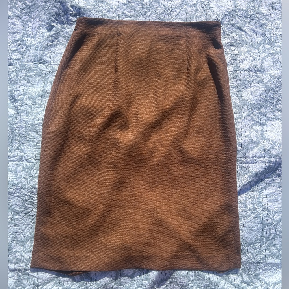 Vintage Leslie Fay Brown Pencil Skirt